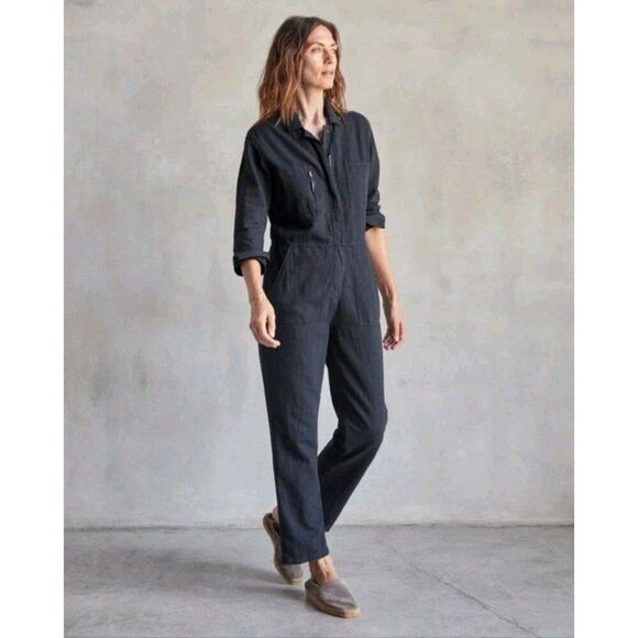 Outerknown STATION Long Sleeve Utility Jumpsuit in Pitch Black Size XS NWT - Picture 10 of 10